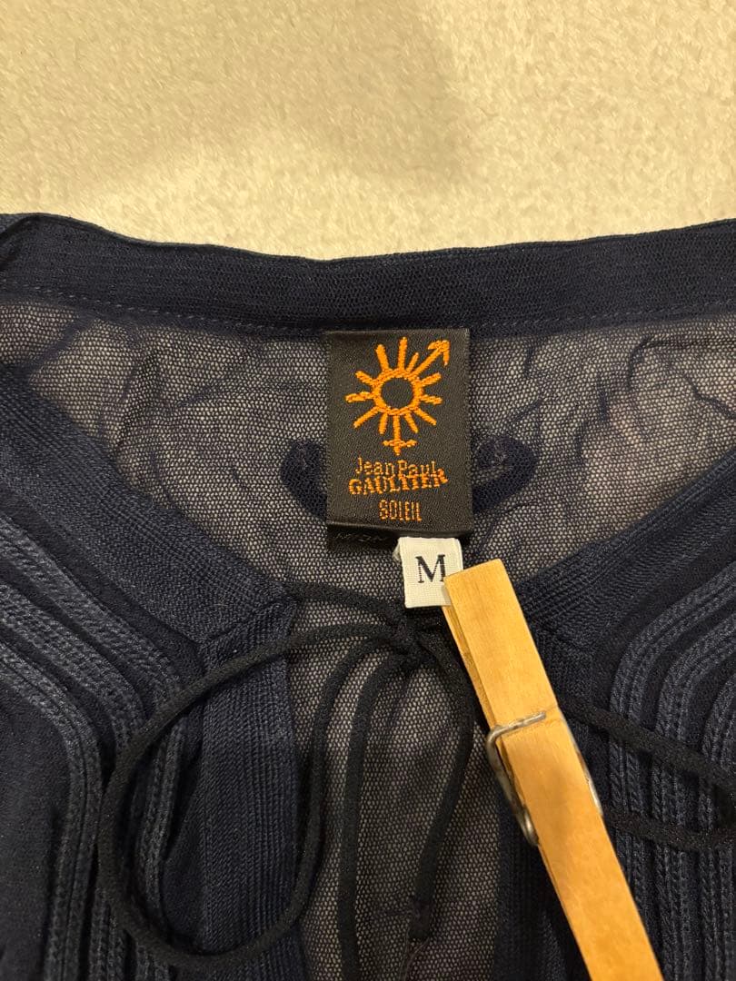 Jean Paul Gaultier パワーネット　M ネイビー長袖トップス