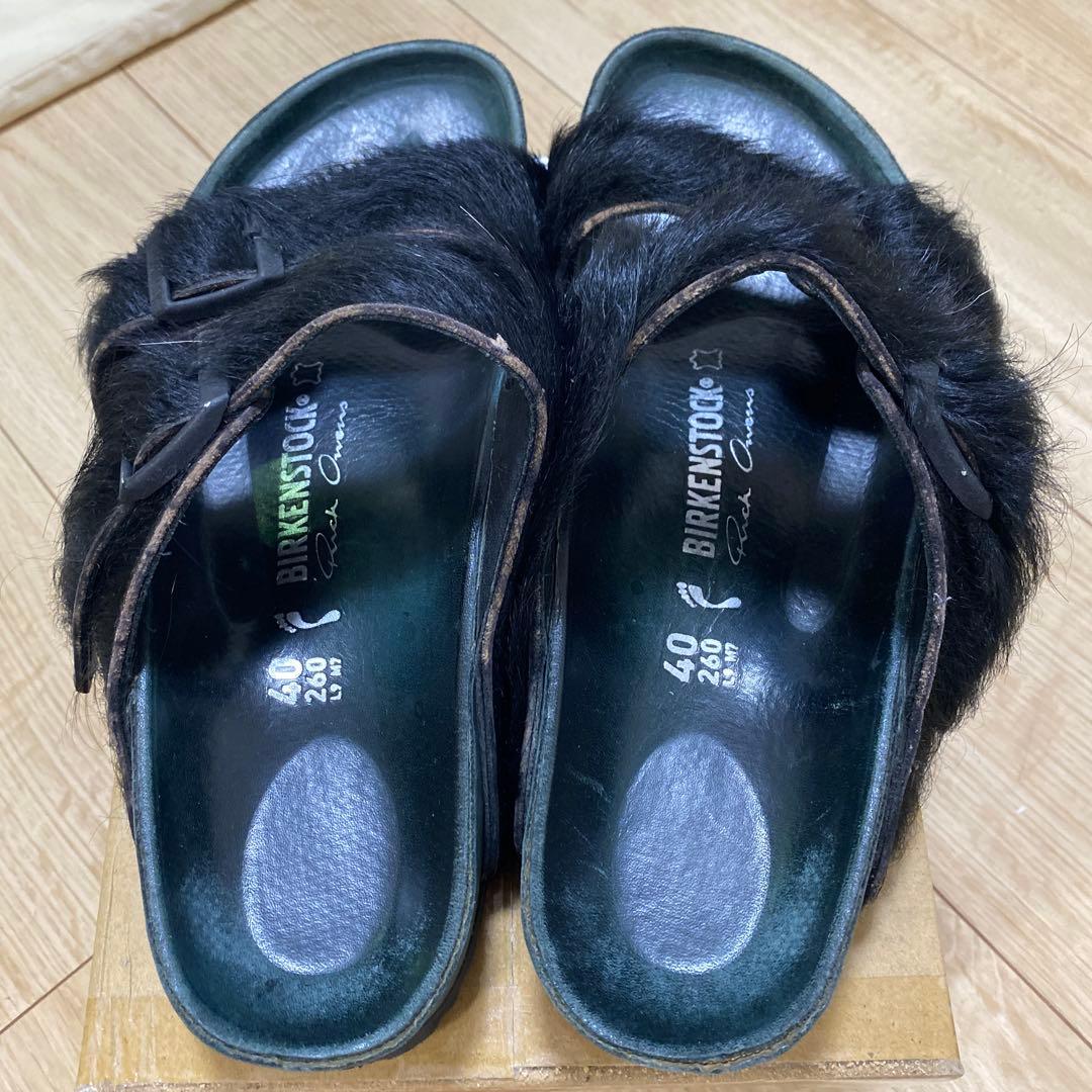 Rick Owens X Birkenstock ブラックファーサンダル　40