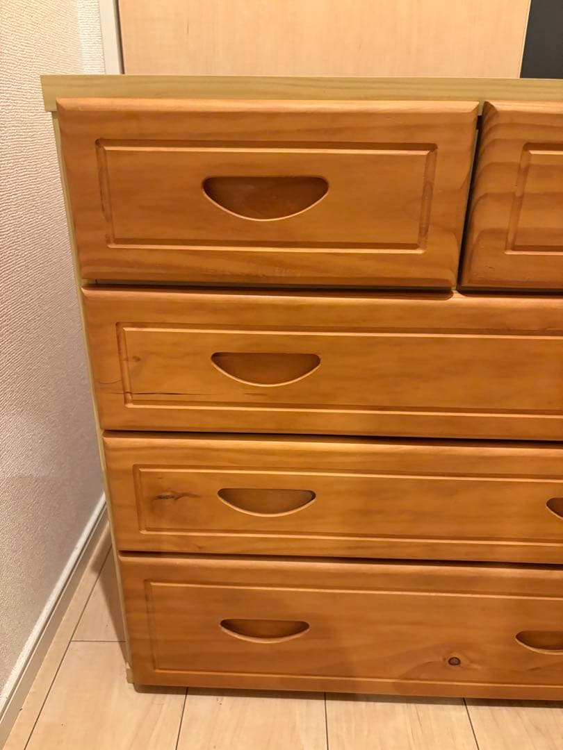 チェスト　タンス　ナチュラルブラウン　収納　洋服　木製　オークル　カントリー