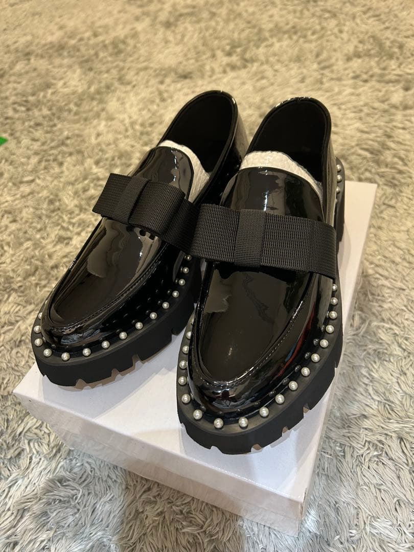 アキロン✖️Donobanコラボ　パールリボンローファー　Sサイズ