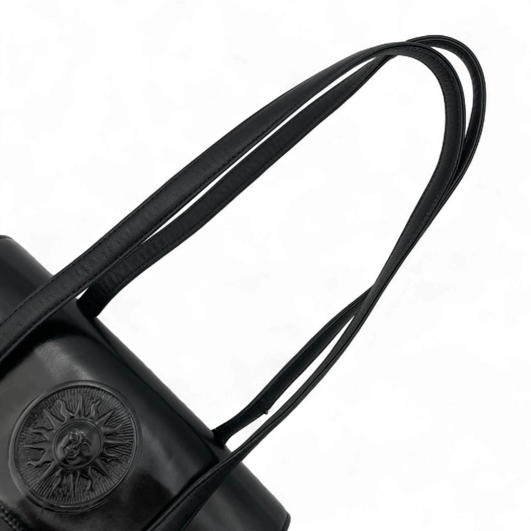 良品 GIANNI VERSACE トートバッグ レザー ブラック サンバースト