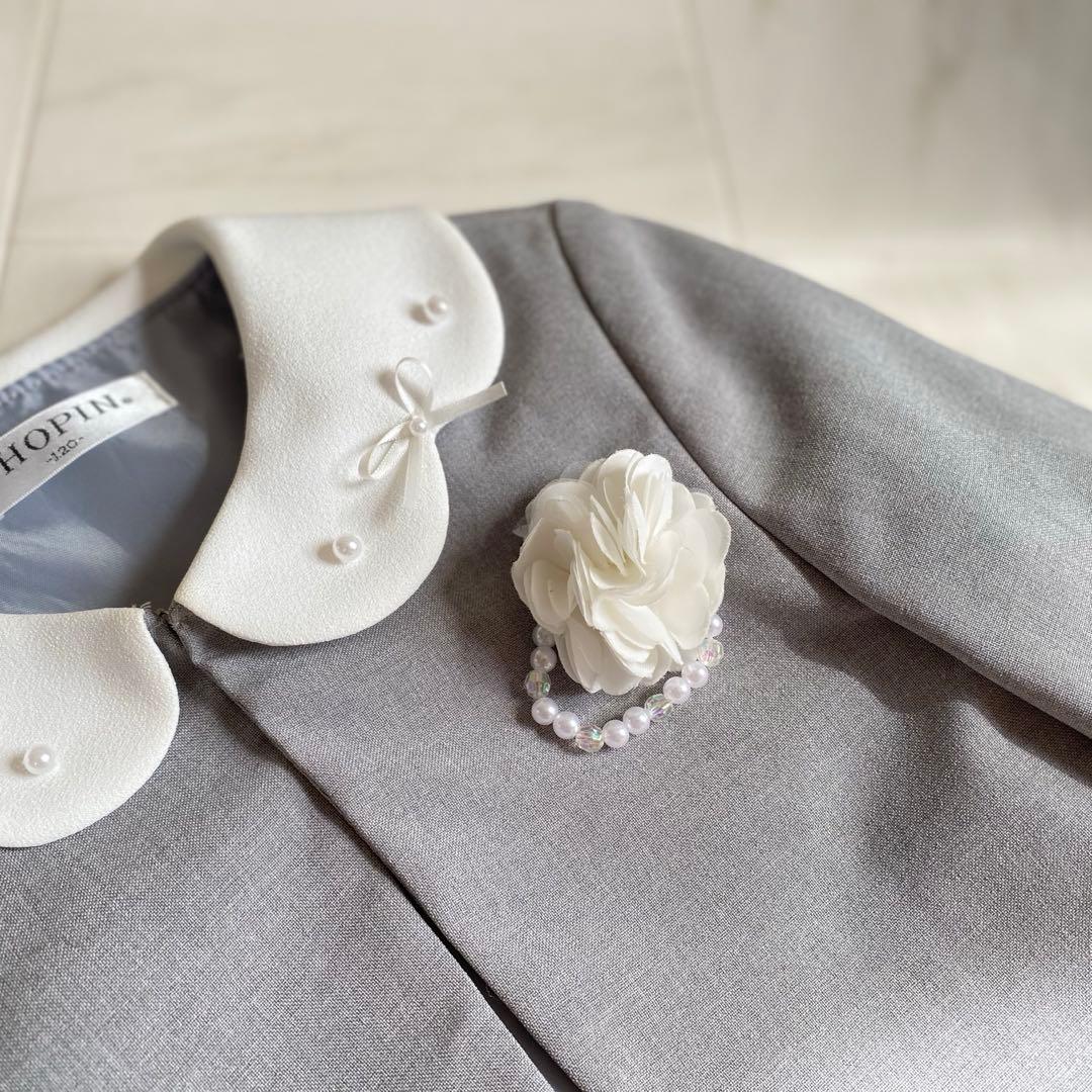 清楚!ネイビー×グレー ＊120 入学 発表会 結婚式⋈女の子 フォーマル