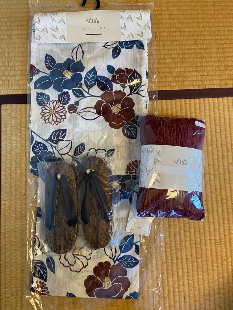 Dita 花柄 浴衣&浴衣帯&下駄 新品