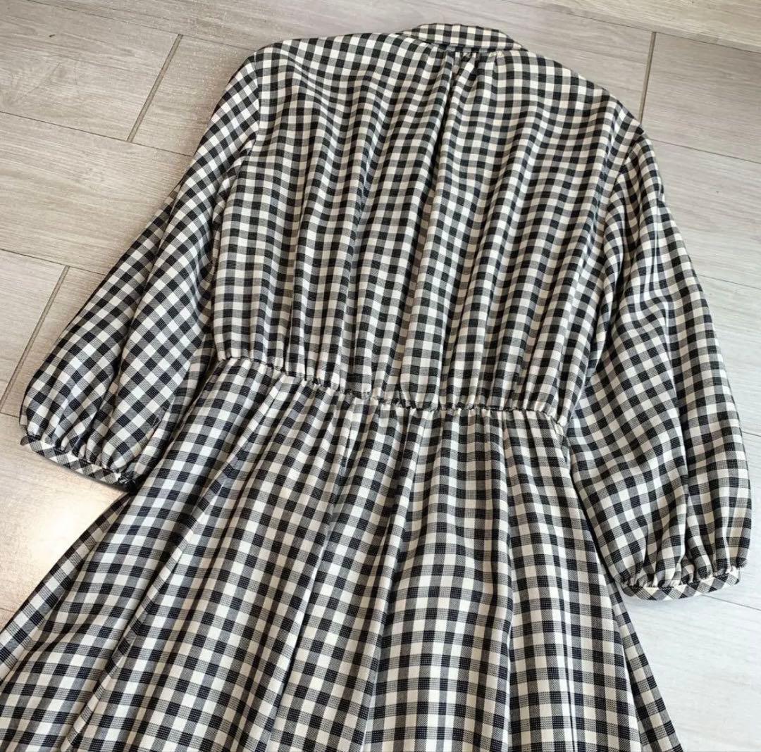 【ANAYI】アナイ　ギンガムチェック　ビスコースチェックフレアワンピース　春