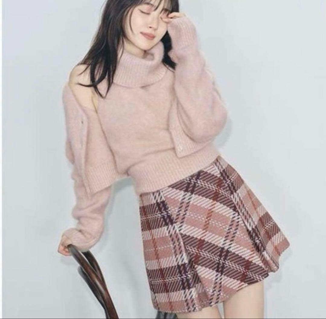SNIDEL ロービングチェックスカート ピンク ミニスカート