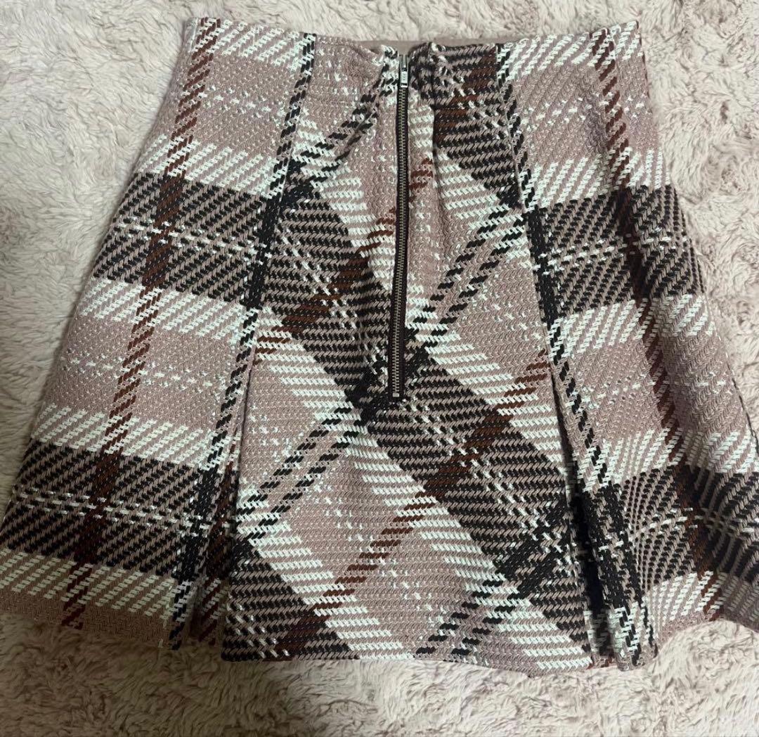 SNIDEL ロービングチェックスカート ピンク ミニスカート