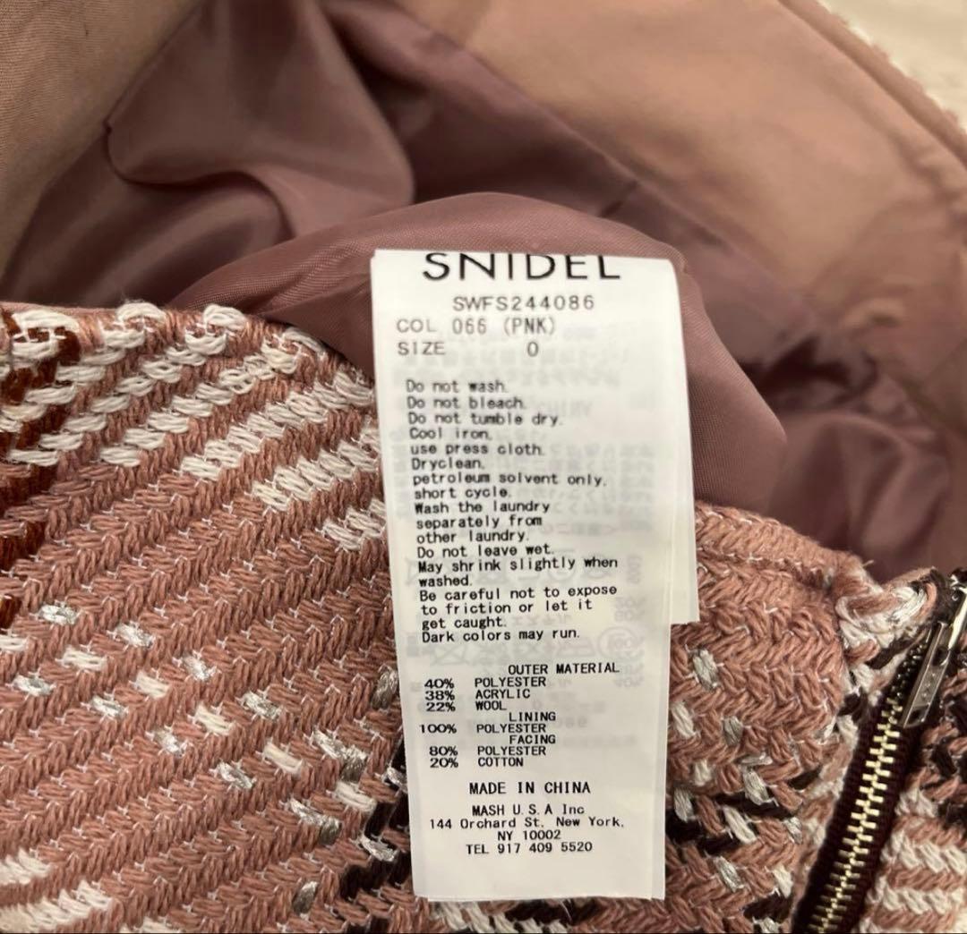 SNIDEL ロービングチェックスカート ピンク ミニスカート