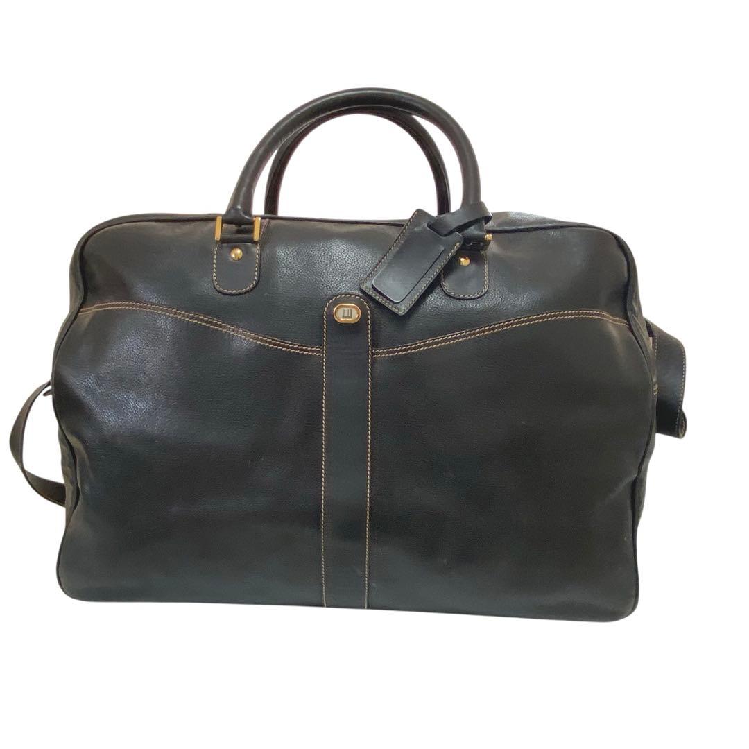 ダンヒル dunhill ボストン 2wayショルダバッグ 黒 レザー 大容量