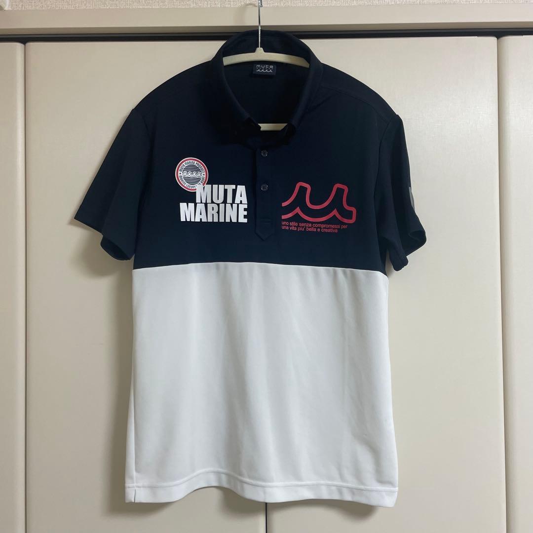 muta ゴルフ　ゴルフ　ポロシャツ　ネイビー　ホワイト　ムータ　メンズ　M