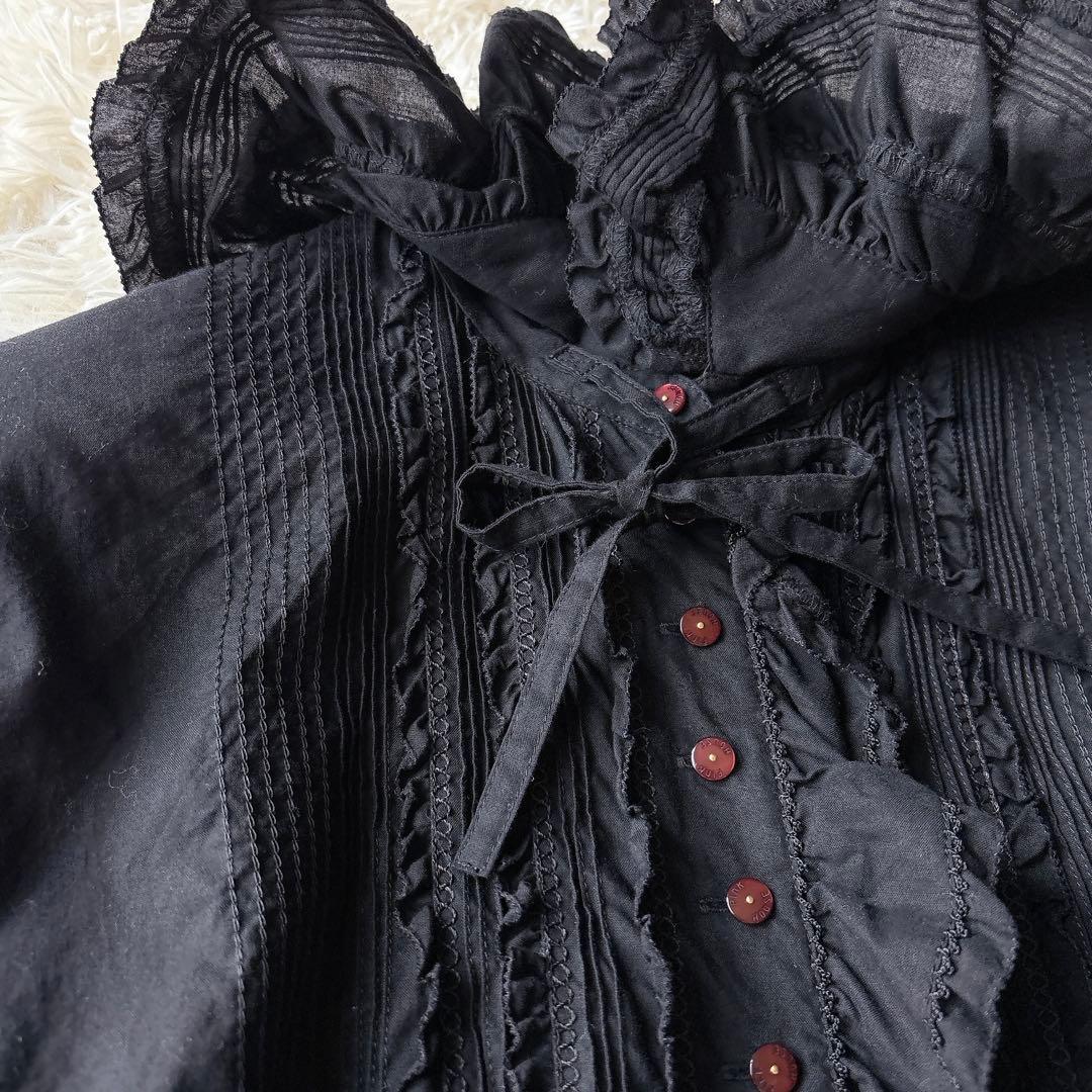 未使用級✨️ピンクハウス ボリュームフリルシャツ ピコフリル リボン バックロゴ