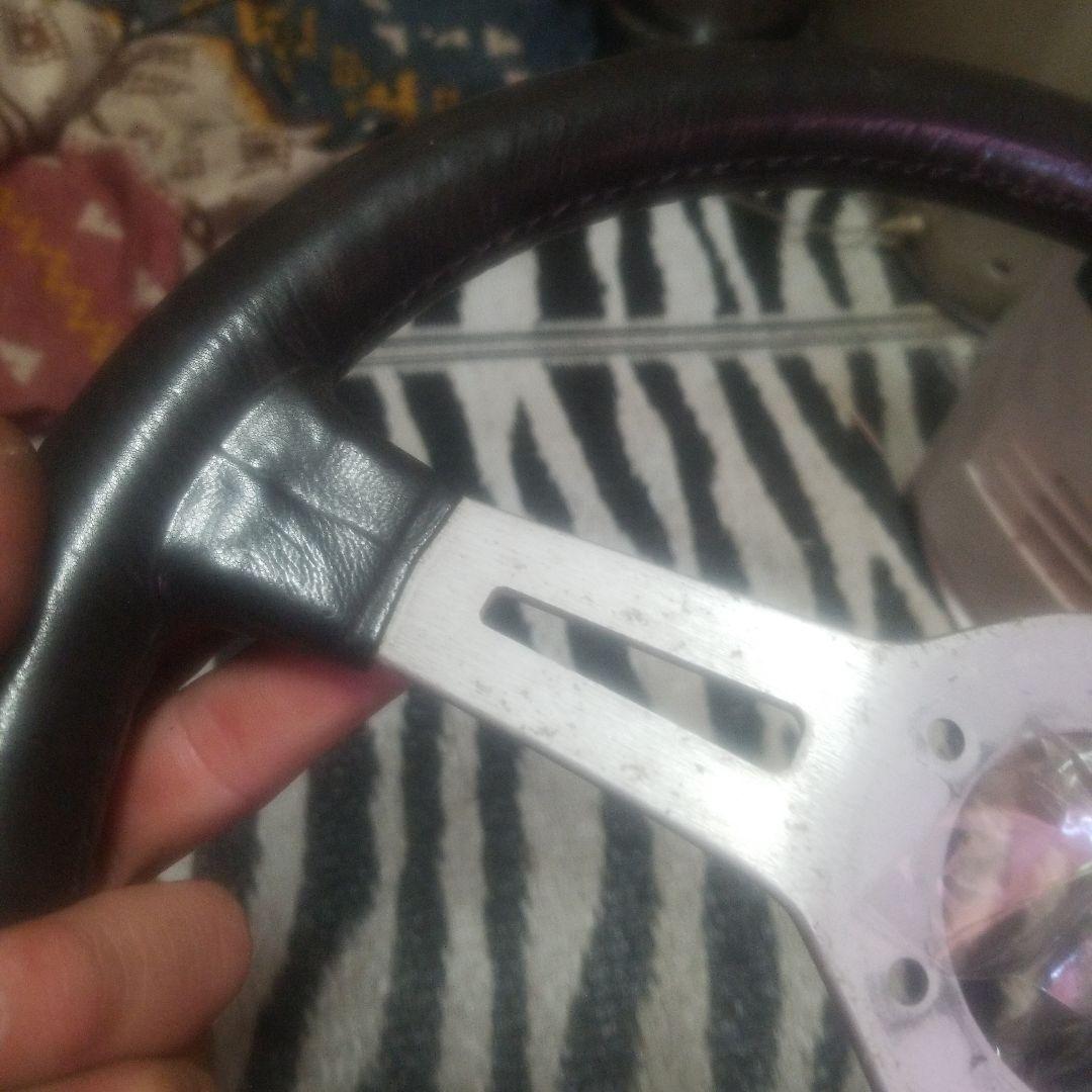 当時物 EVA antares ステアリングホイール 黒/シルバー