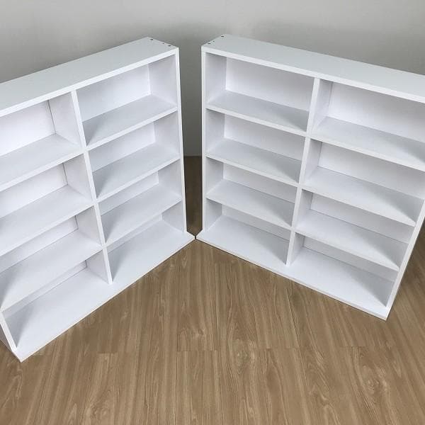 №6090【新品】縦置き・横置きのできる書棚セット90㎝×2個組 WH☆