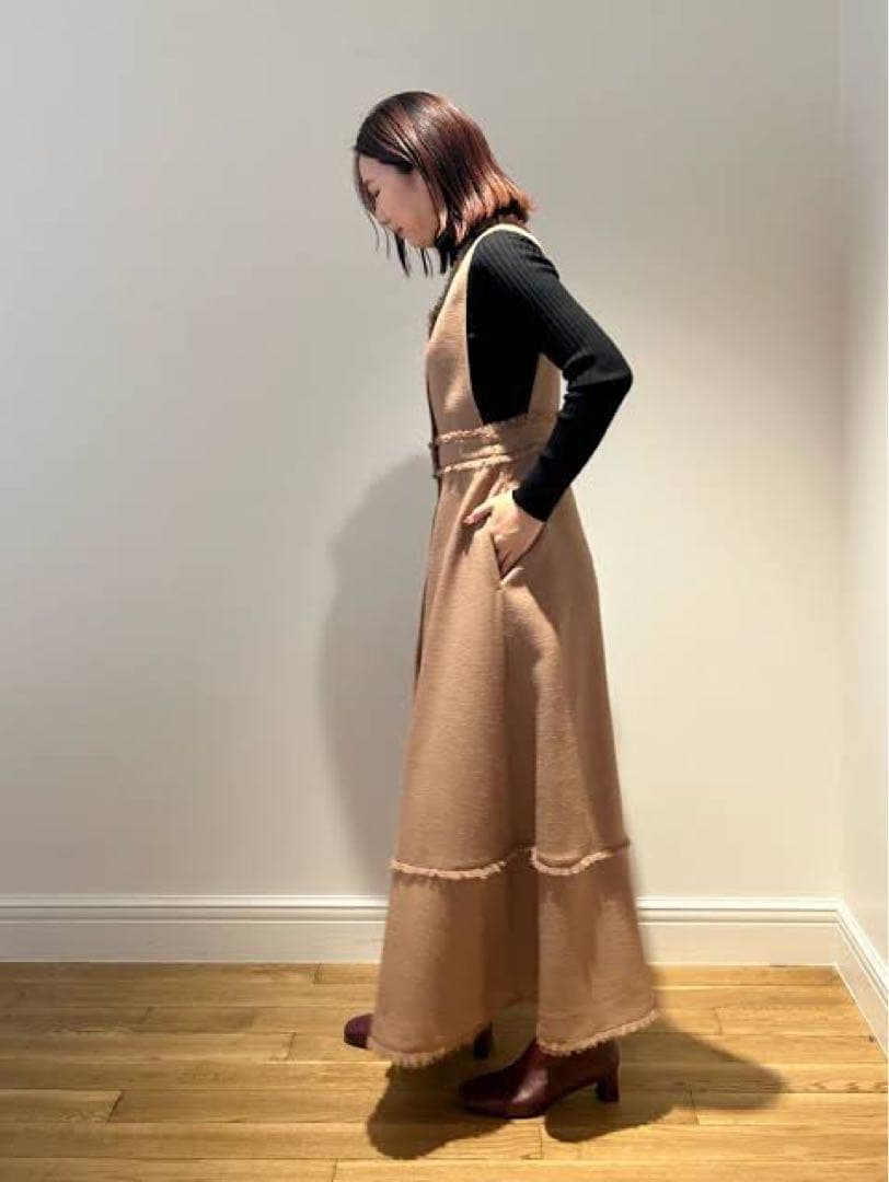 S様【超美品】アルアバイル ノンウールツイードフリンジフレアワンピース M