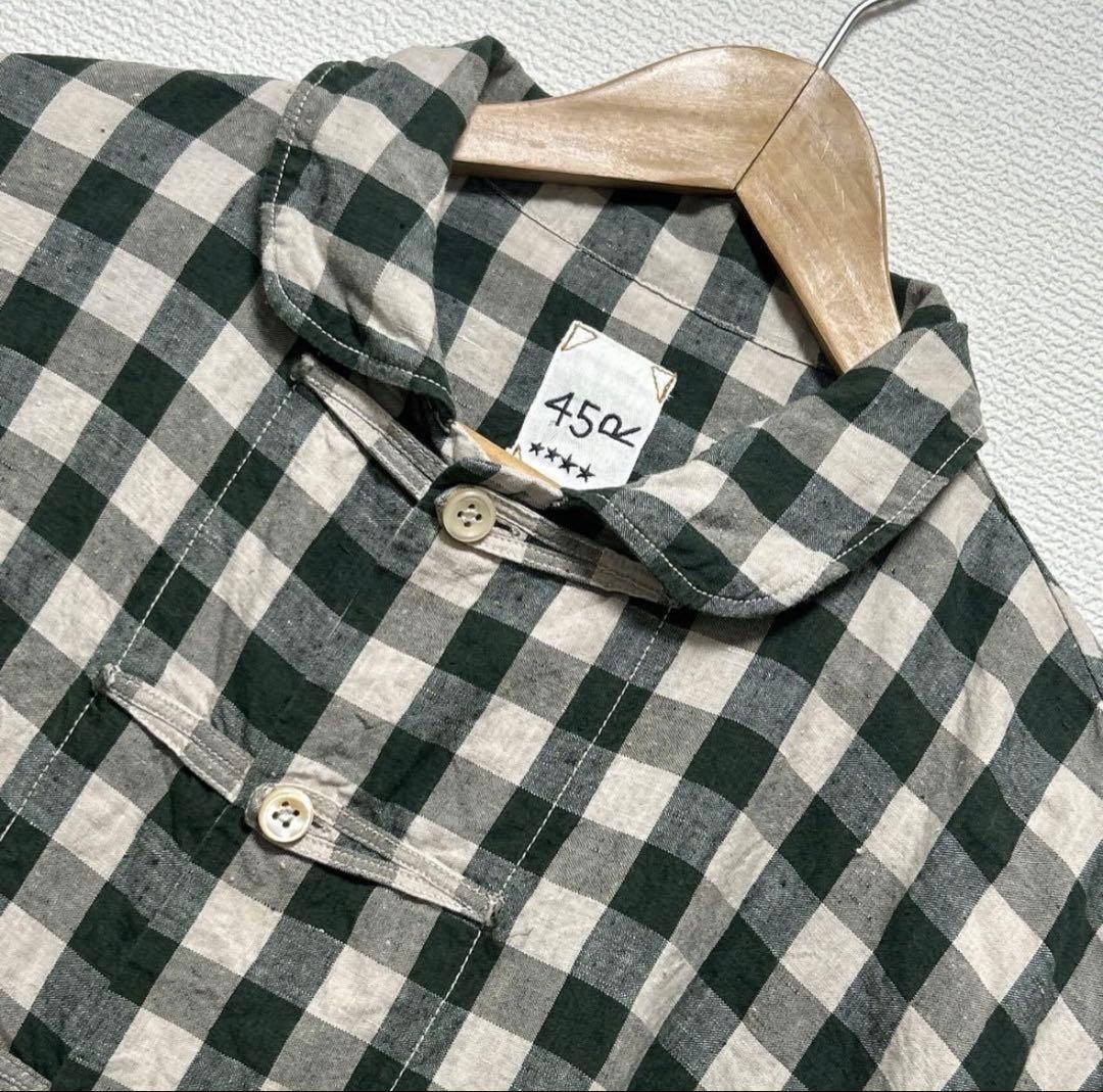 【週末限定価格】 45R リネン、ギンガムの908 8ノットオール、グリーン