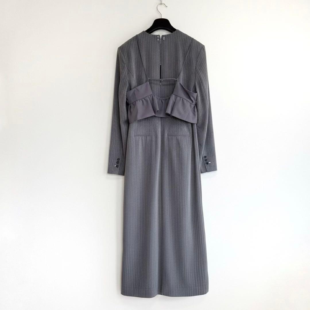 【ANDRESD】大人気完売　ピンストライプテーラードビスチェドレス　セレモニー