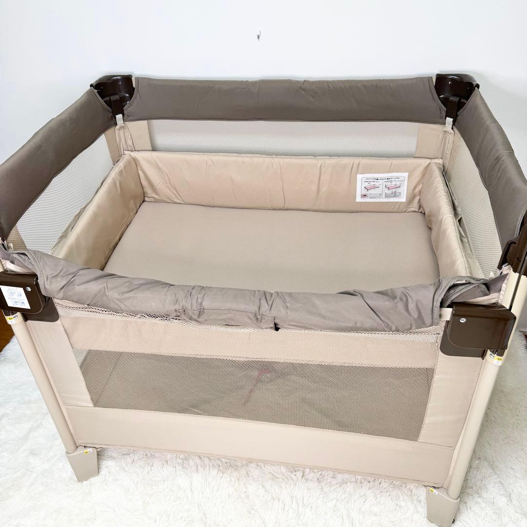 送料無料 Aprica ココネルエアー 折り畳み ベビーベッド ココアブラウン