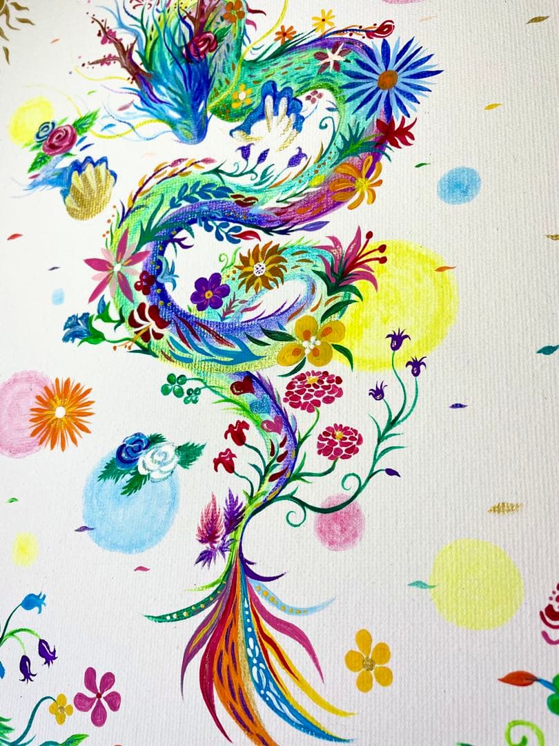 「幻の花龍」 ② アクリル画 開運絵画 龍神 抽象画 龍ノツカイ