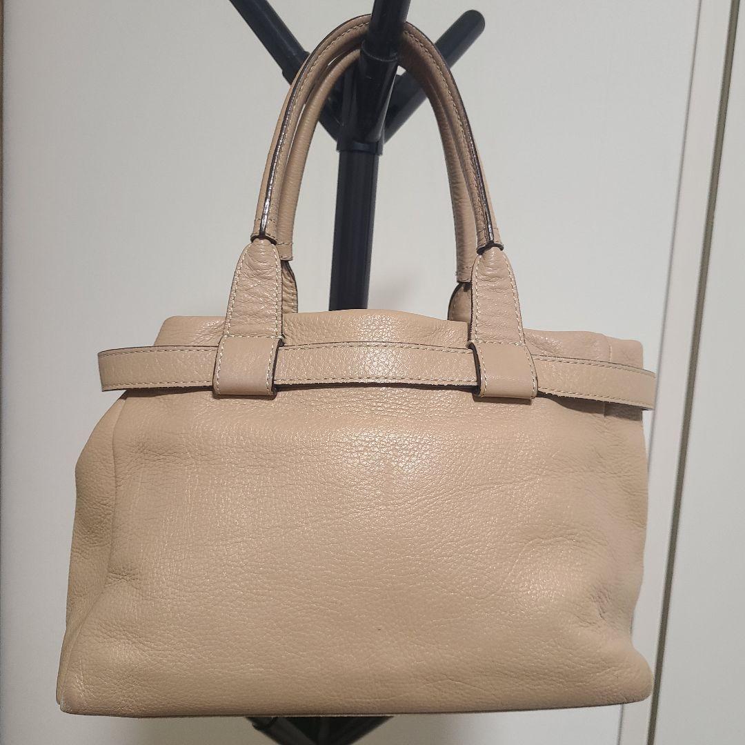【美品】 土屋鞄 シボ革 レザーハンドバッグ ベージュ 上品 通勤 トート 軽量