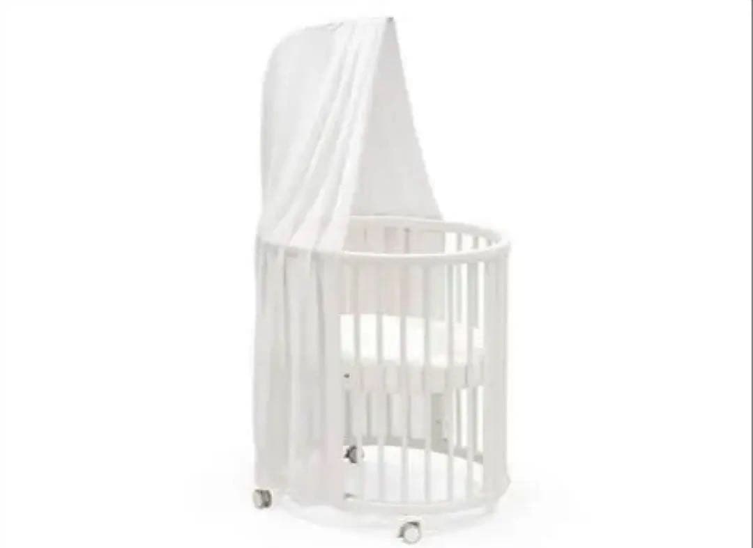 ホワイト円形 Stokke ベビーベッド キャノピー付き