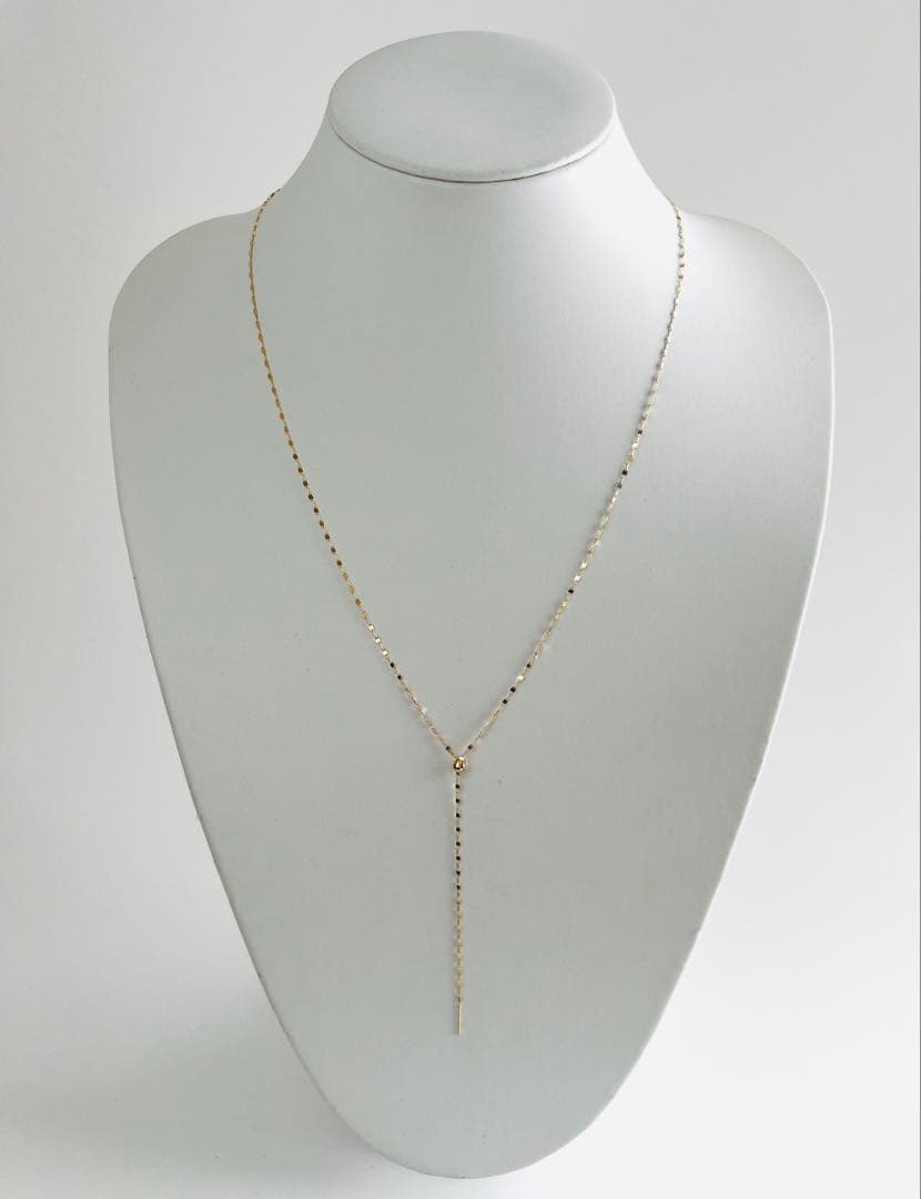 K18YGラリエットロング2wayフリーネックレス全長70㎝