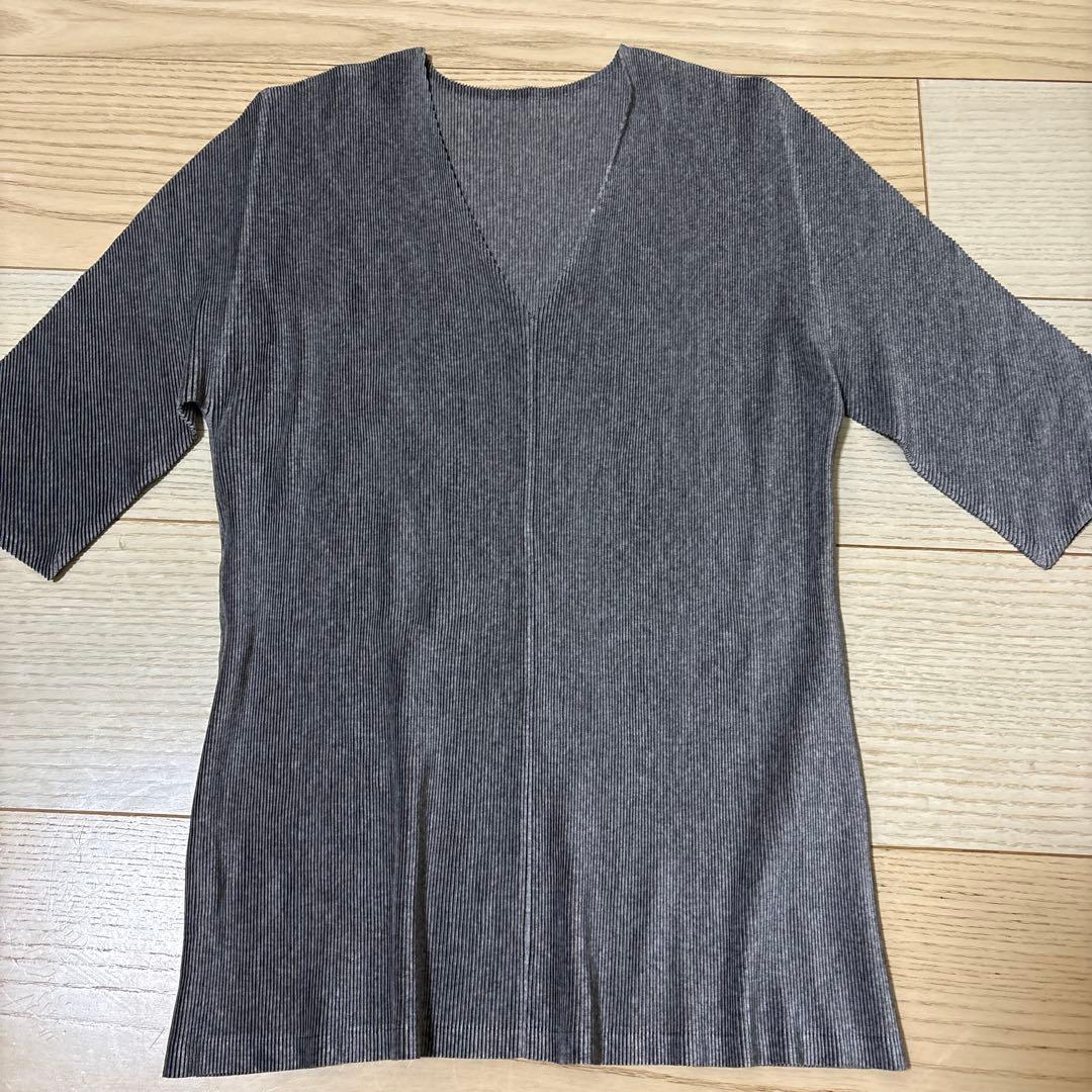 PLAIS グレー Vネック 半袖 Tシャツ サイズ03