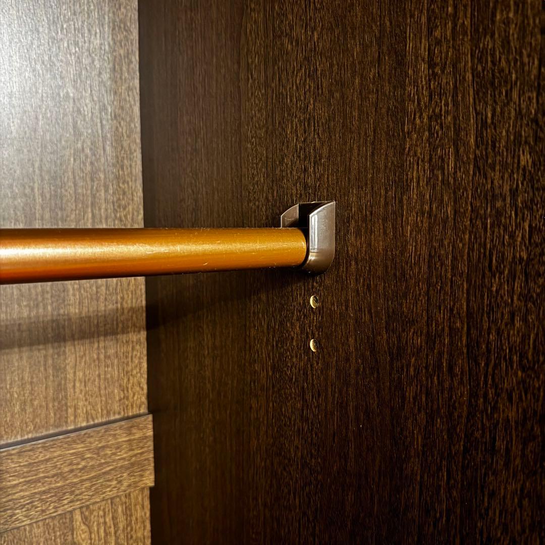 【美品】大川家具 古賀清木工 木製 クローゼット ワードローブ 姿見ミラー付き