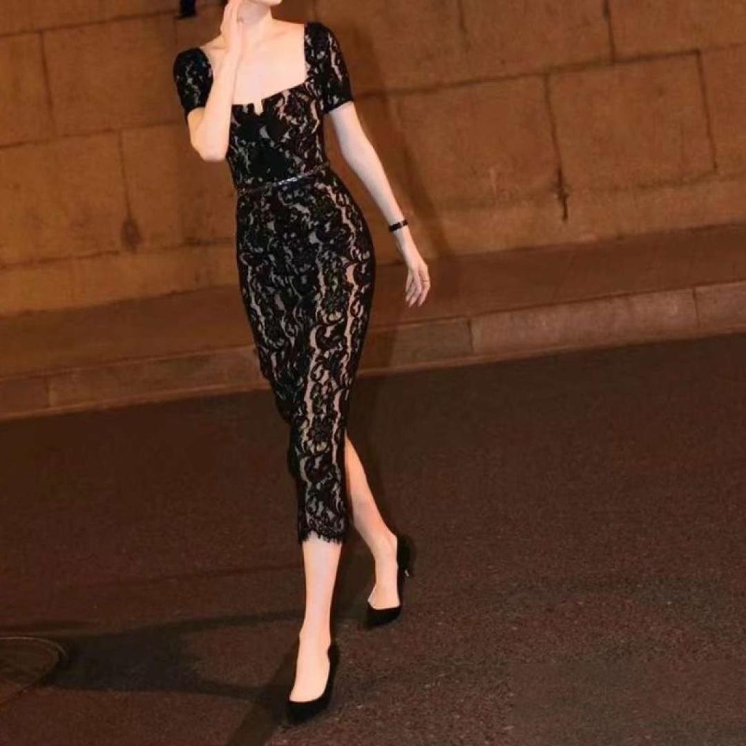 J*#様 セルフポートレイト ワンピース レース 黒 UK8 未使用 Cord