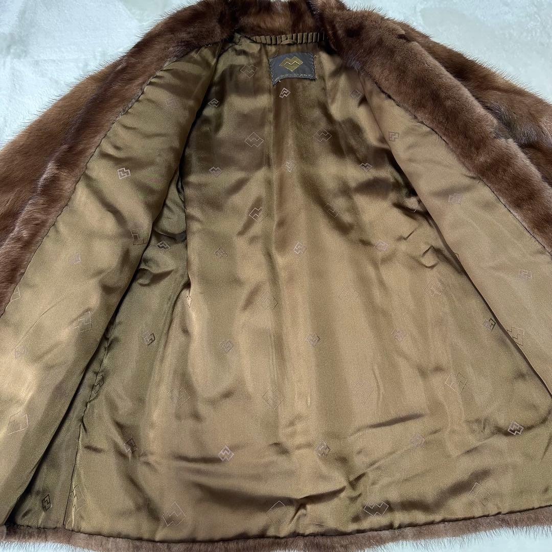 マリオヴァレンティノ ミンク 毛皮 リアルファー コート ブラウン XL 13号