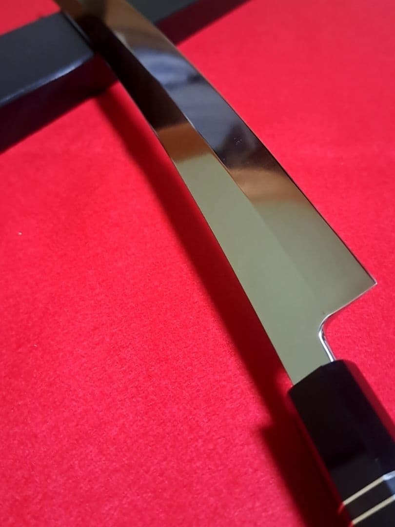 上*村様 VG10 本焼 先丸 柳刃包丁 尺三寸 390mm 鬼反り 全鏡面 黒