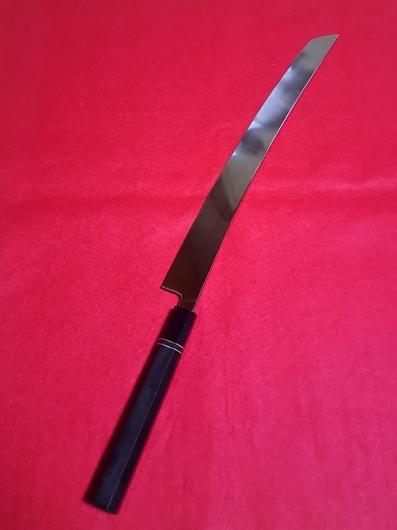 上*村様 VG10 本焼 先丸 柳刃包丁 尺三寸 390mm 鬼反り 全鏡面 黒