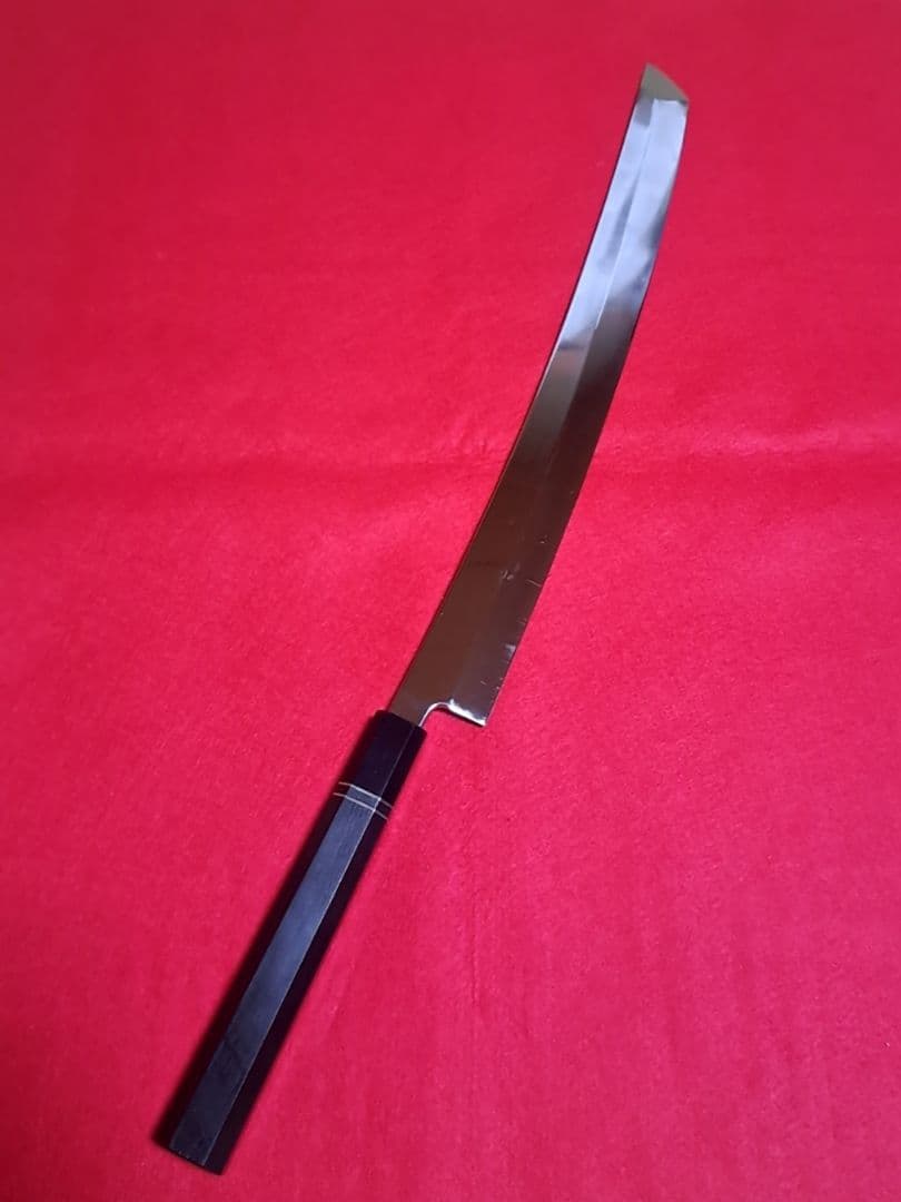 上*村様 VG10 本焼 先丸 柳刃包丁 尺三寸 390mm 鬼反り 全鏡面 黒