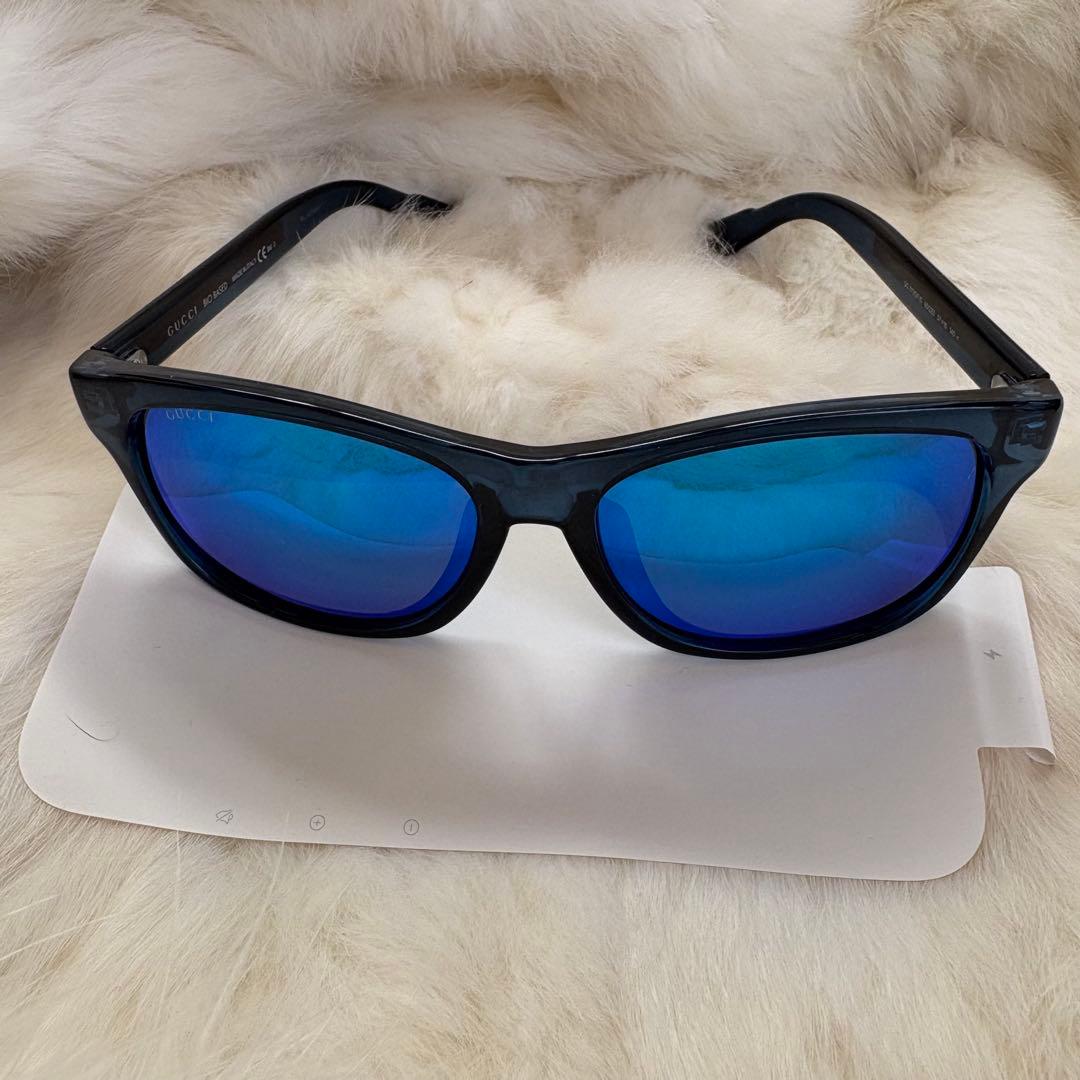 GUCCI サングラス シェリーライン 国内正規品 ブルーミラーレンズ