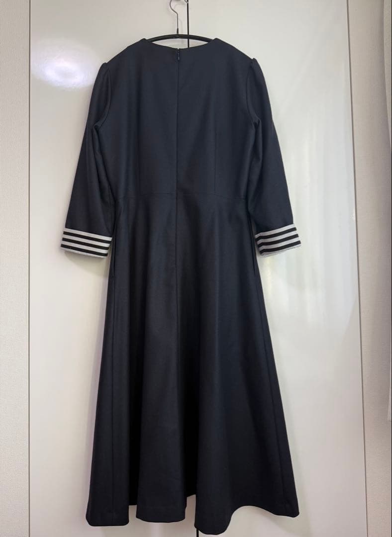 【最終価格】W FRONT WOOL DRESS ネイビー　38