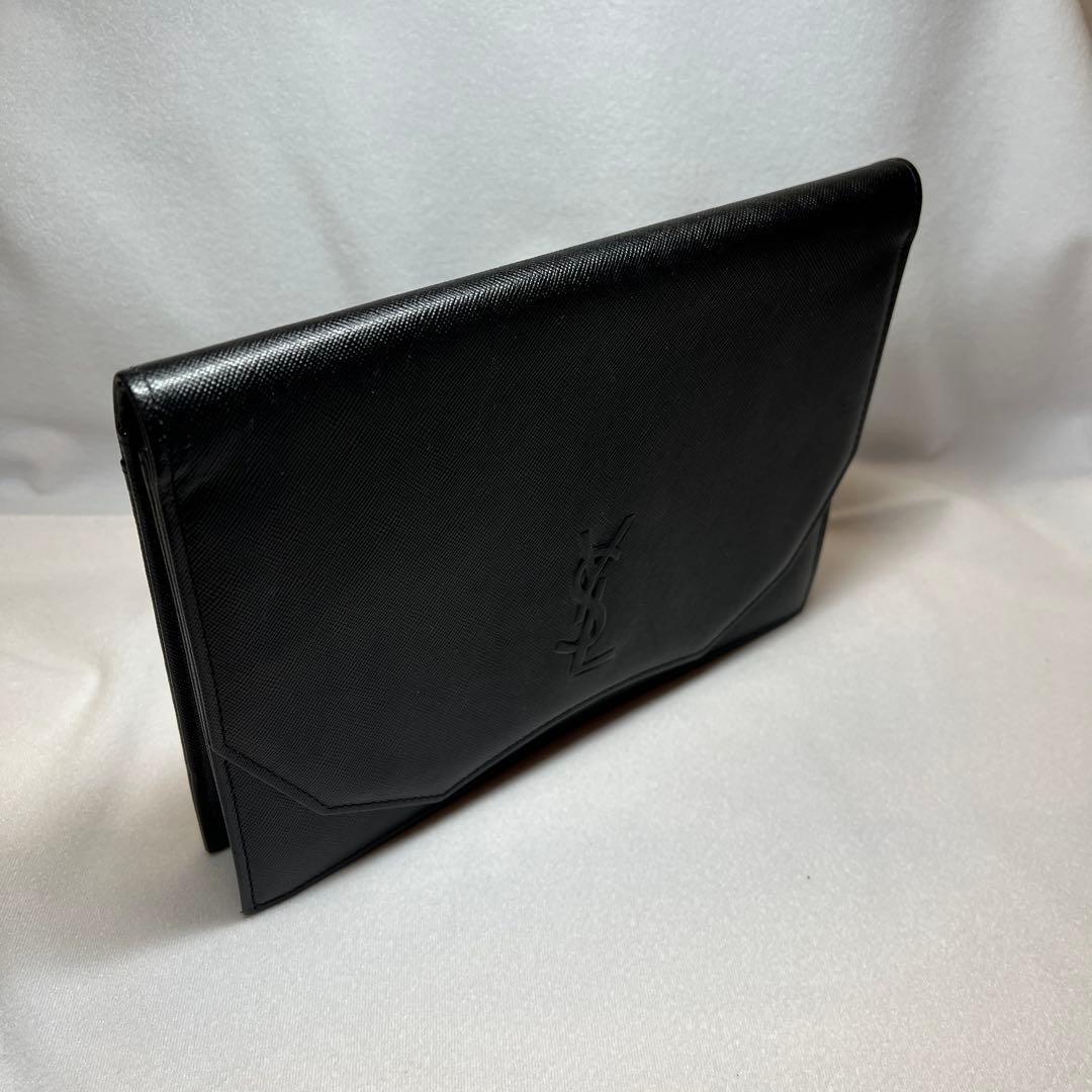イヴサンローラン クラッチバッグ セカンドバッグ YSLロゴ レザー 黒