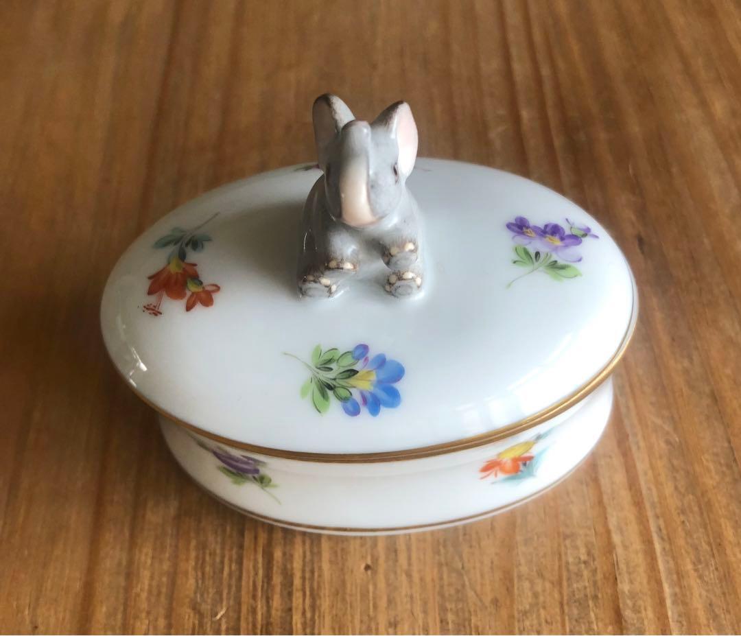 パーシー　ヘレンド　ボンボニエール　ミルフルールオーバルボックス（ゾウ）