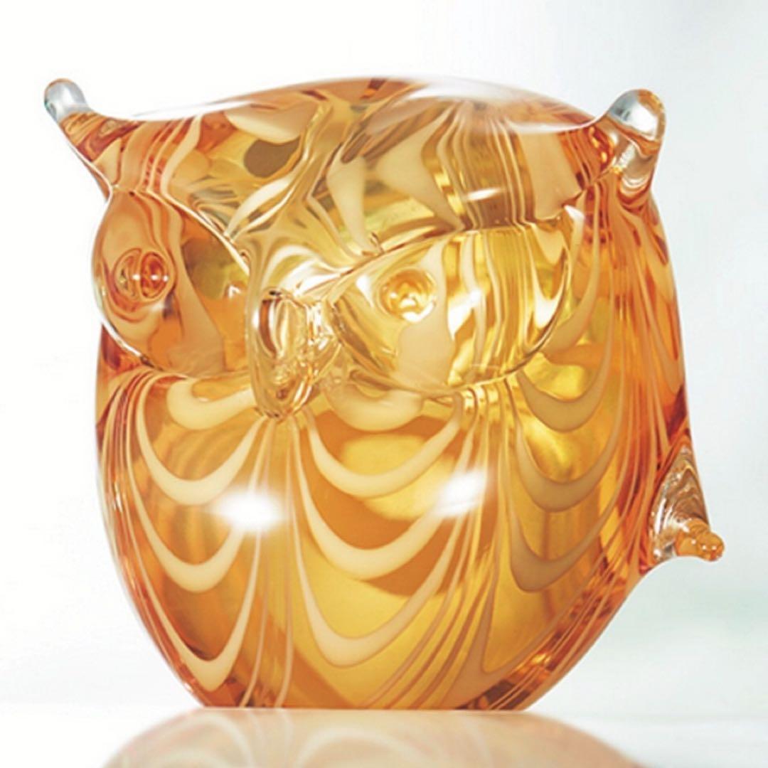 箱付新品 定価165,000円 フェニキアン技法のムラーノガラスのフクロウ
