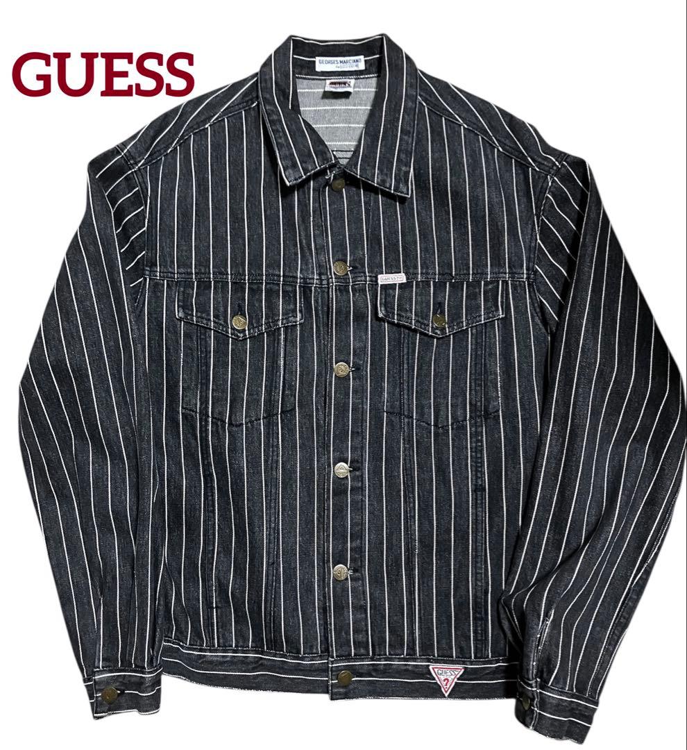 90s USA製　GUESS ゲス　ストライプデニムジャケット　先染