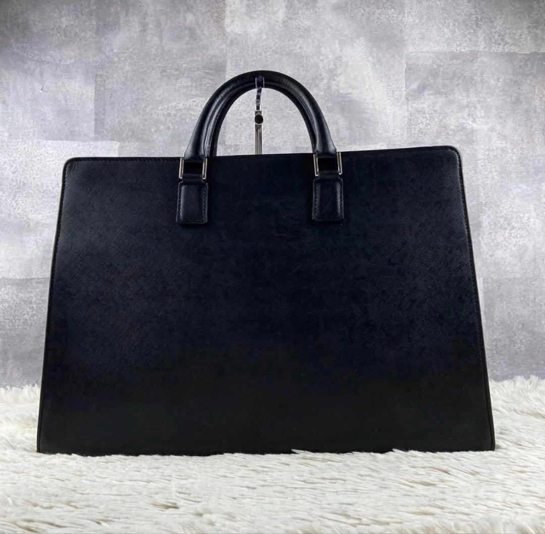 極美品 BURBERRY レザー ビジネスバッグ サフィアーノ ブラック