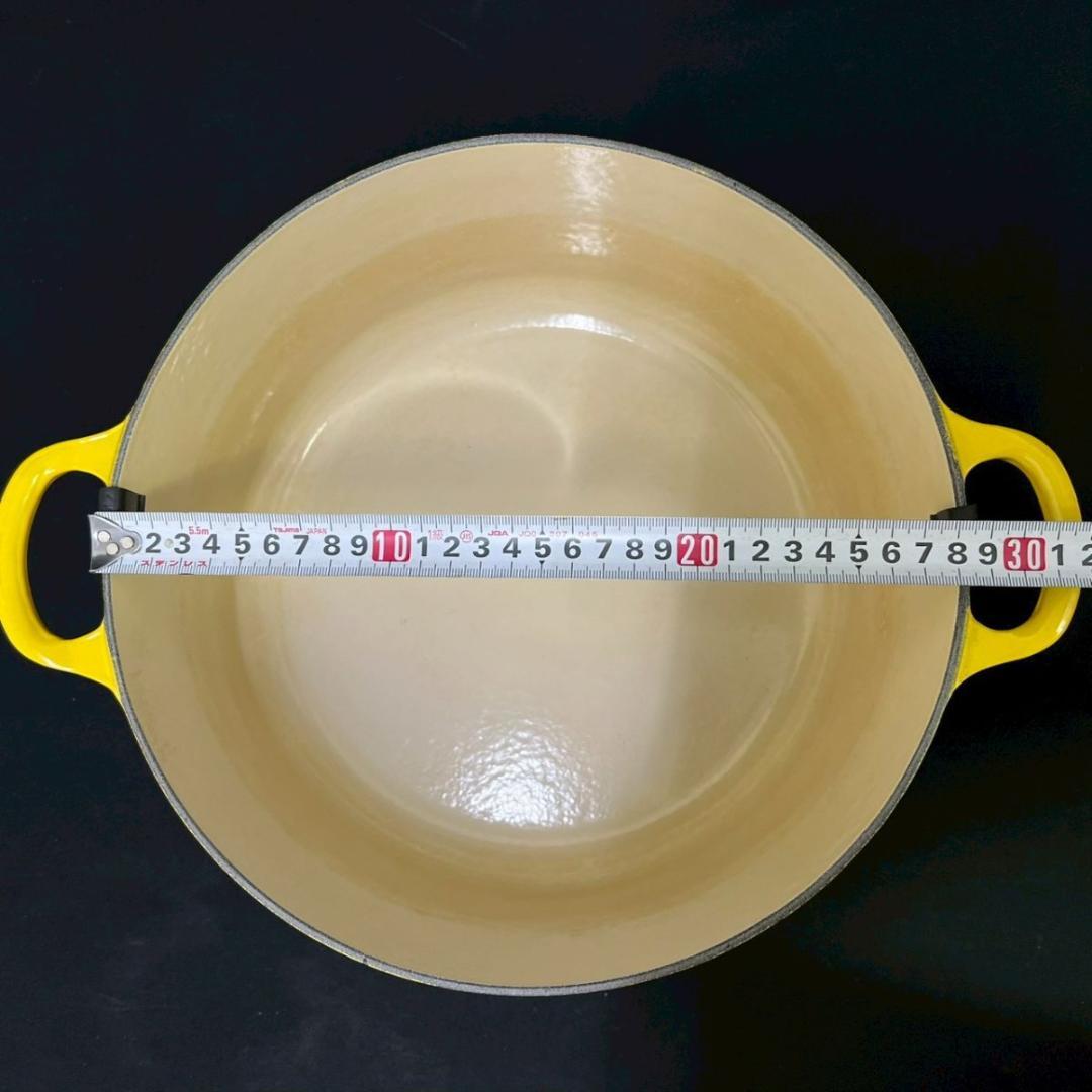 28cm 箱付き ル・クルーゼ ココット ロンド 両手鍋 イエロー