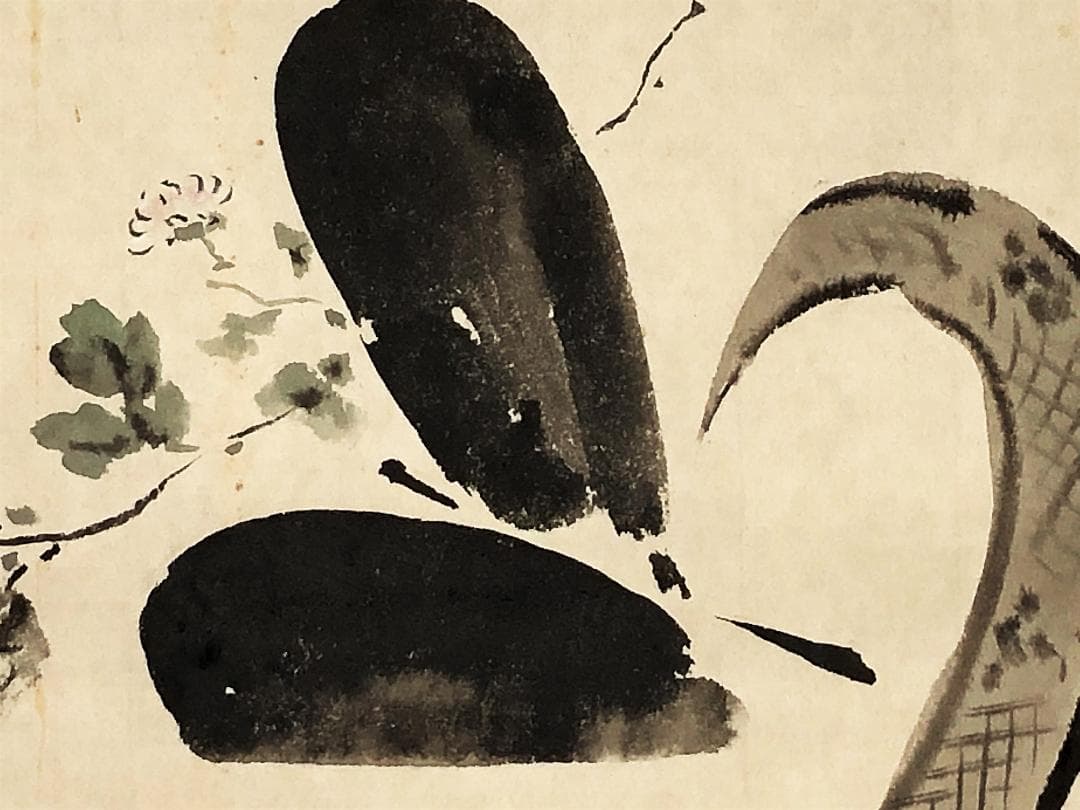 【 酒井抱一 文詮 】　菊冠図（歌人留守模様）　紙本軸装