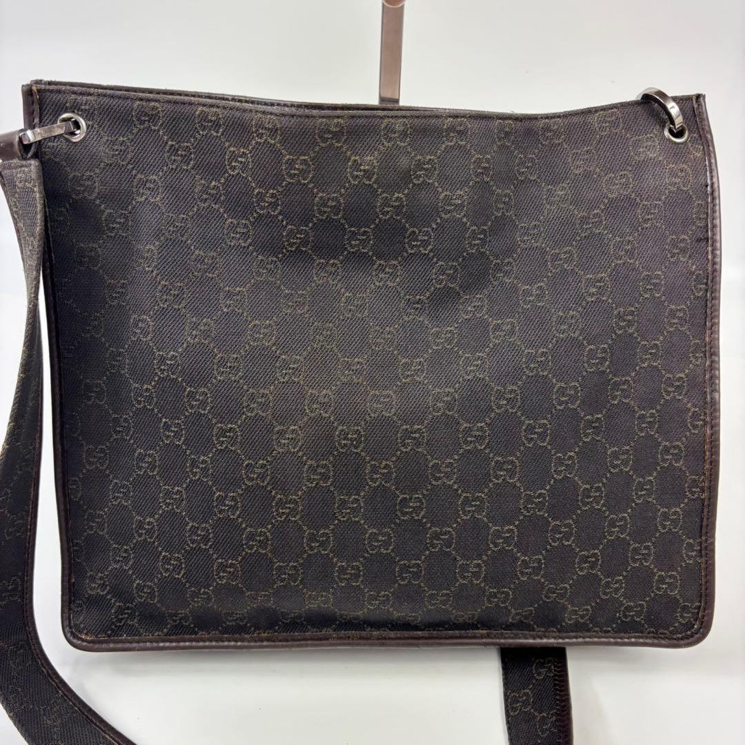 グッチ メッセンジャーバッグ GGキャンバス レザー A4収納 ブラウン