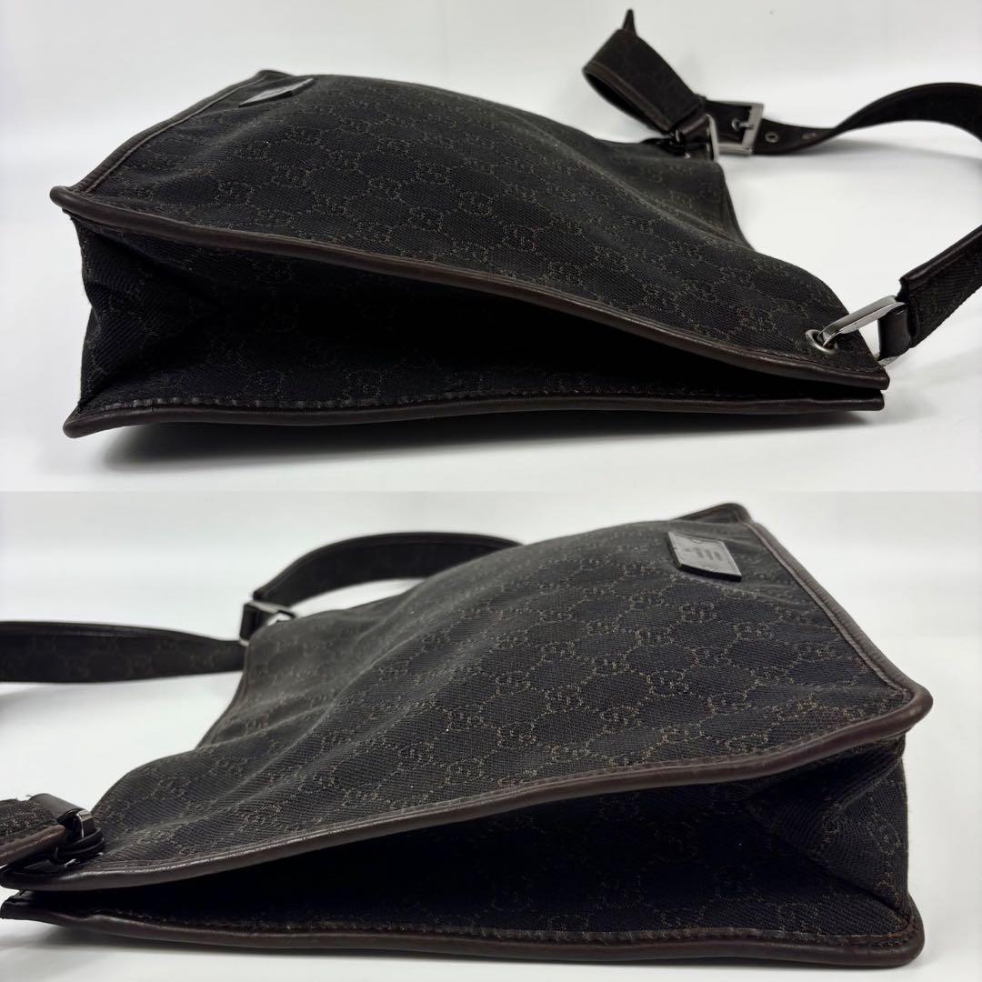 グッチ メッセンジャーバッグ GGキャンバス レザー A4収納 ブラウン