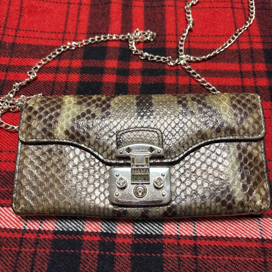 ■ 龍庵弧月 GUCCI グッチ パイソン チェーンウォレット ■