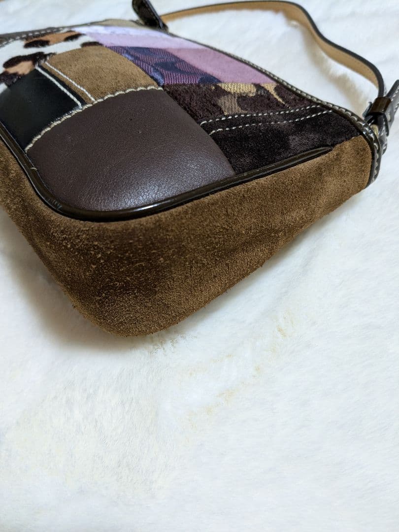 【希少】COACH コーチ アクセサリーポーチ パッチワーク 総柄　ハラコ