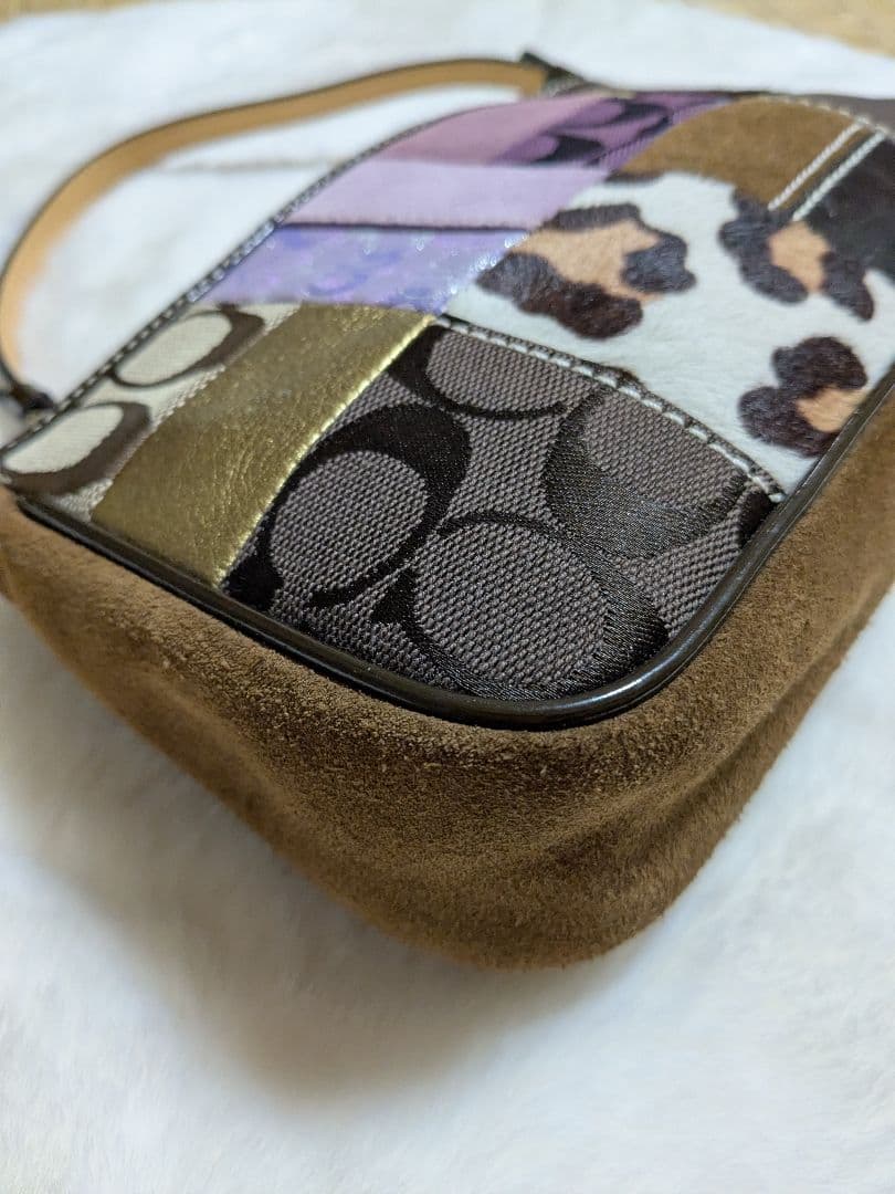 【希少】COACH コーチ アクセサリーポーチ パッチワーク 総柄　ハラコ