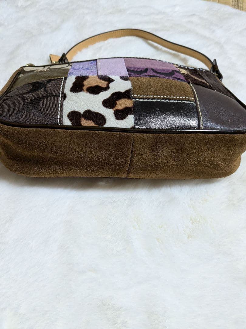 【希少】COACH コーチ アクセサリーポーチ パッチワーク 総柄　ハラコ