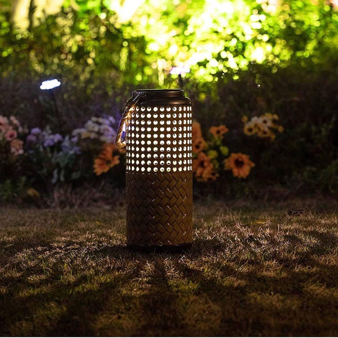 新品未開封⭐️ソーラーライト LEDランタン 籐の籠 アンティークガーデンライト