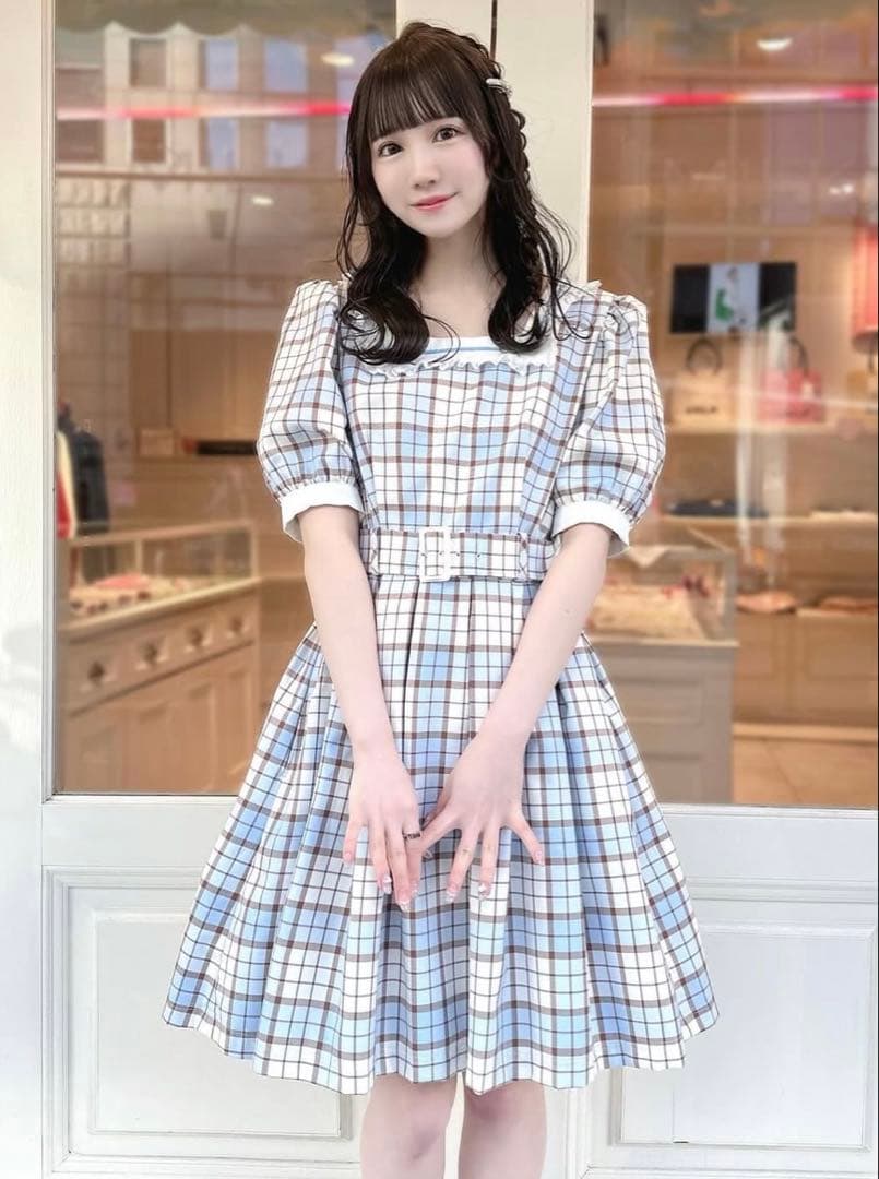 【完全最終値下】 GIRL POPS OP ワンピース サックス チェック 水色