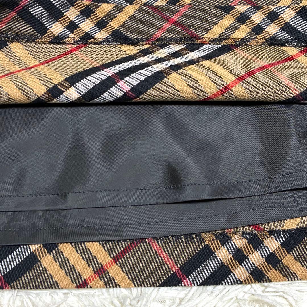 バーバリーブルーレーベル ノバチェック ベルト付 ミニスカート フレア 38