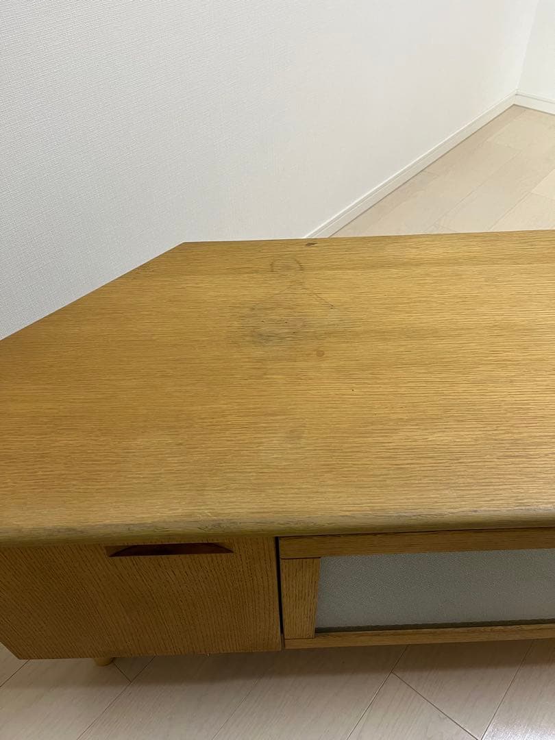 コーナー型テレビ台 脚付き　120×49.5 ベルメゾン　ナチュラル無垢材